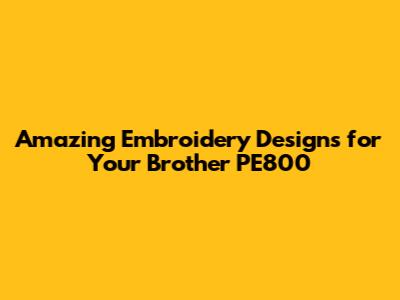 Amazing Embroidery Designs for Your Brother PE800