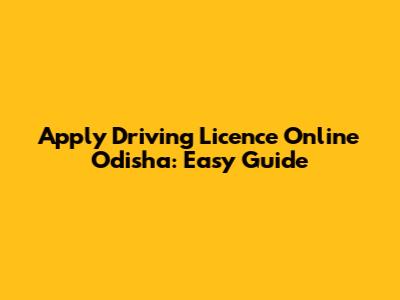 Apply Driving Licence Online Odisha: Easy Guide