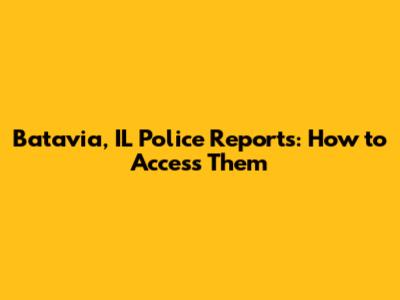 Batavia, IL Police Reports: How to Access Them