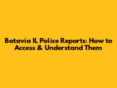 Batavia IL Police Reports: How to Access & Understand Them