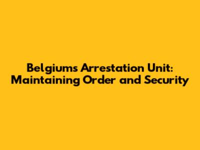 Belgium's Arrestation Unit: Maintaining Order and Security