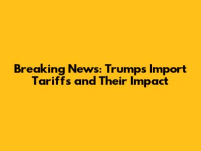 Breaking News: Trump's Import Tariffs and Their Impact