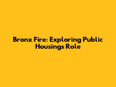 Bronx Fire: Exploring Public Housing's Role