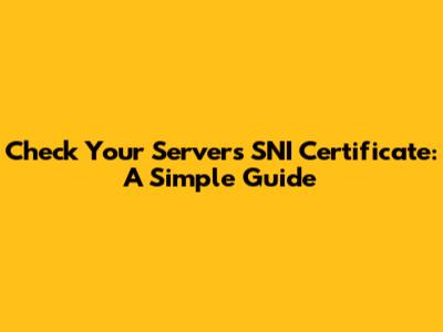 Check Your Server's SNI Certificate: A Simple Guide