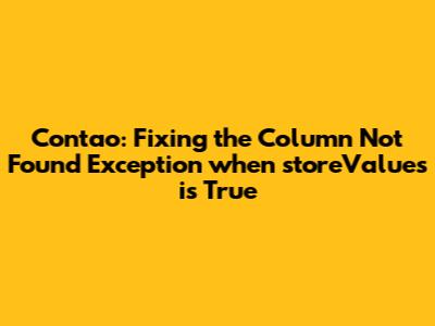 Contao: Fixing the "Column Not Found" Exception when `storeValues` is True