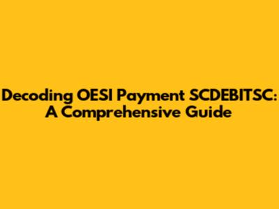 Decoding OESI Payment SCDEBITSC: A Comprehensive Guide