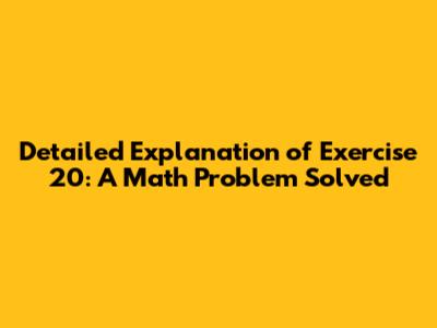 Detailed Explanation of Exercise 20: A Math Problem Solved