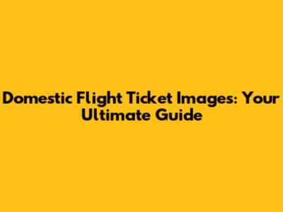 Domestic Flight Ticket Images: Your Ultimate Guide