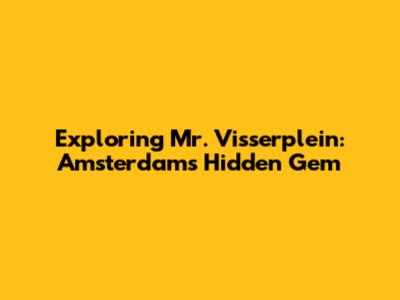 Exploring Mr. Visserplein: Amsterdam's Hidden Gem