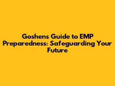 Goshen's Guide to EMP Preparedness: Safeguarding Your Future