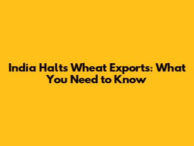 India Halts Wheat Exports: What You Need to Know