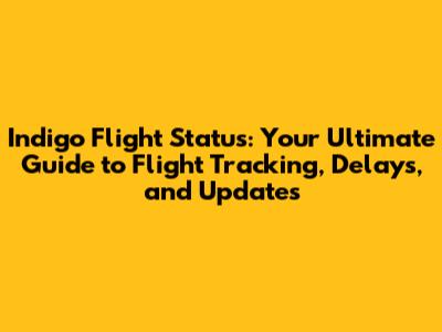 Indigo Flight Status: Your Ultimate Guide to Flight Tracking, Delays, and Updates
