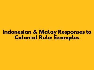 Indonesian & Malay Responses to Colonial Rule: Examples