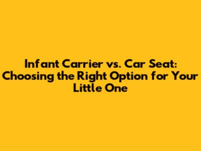 Infant Carrier vs. Car Seat: Choosing the Right Option for Your Little One
