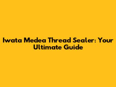 Iwata Medea Thread Sealer: Your Ultimate Guide