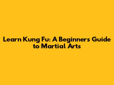 Learn Kung Fu: A Beginner's Guide to Martial Arts