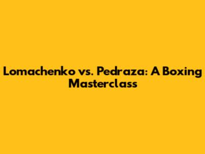 Lomachenko vs. Pedraza: A Boxing Masterclass