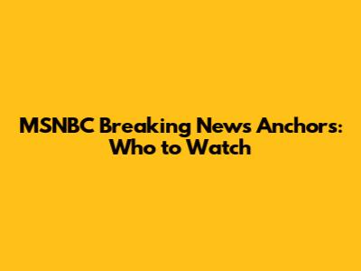 MSNBC Breaking News Anchors: Who to Watch