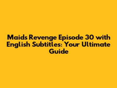Maid's Revenge Episode 30 with English Subtitles: Your Ultimate Guide