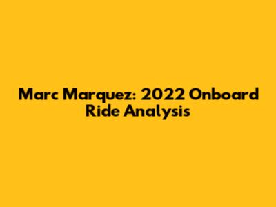 Marc Marquez: 2022 Onboard Ride Analysis