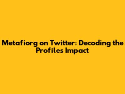Metafiorg on Twitter: Decoding the Profile's Impact
