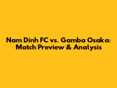 Nam Dinh FC vs. Gamba Osaka: Match Preview & Analysis