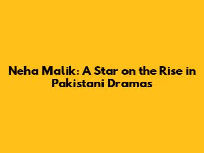 Neha Malik: A Star on the Rise in Pakistani Dramas