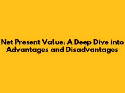 Net Present Value: A Deep Dive into Advantages and Disadvantages
