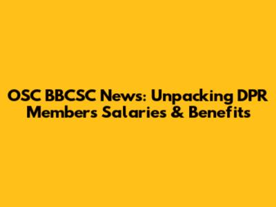 OSC BBCSC News: Unpacking DPR Members' Salaries & Benefits