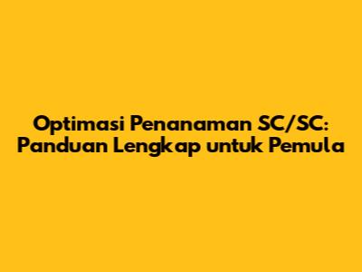 Optimasi Penanaman SC/SC: Panduan Lengkap untuk Pemula