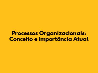 Processos Organizacionais: Conceito e Importância Atual