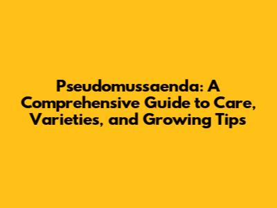 Pseudomussaenda: A Comprehensive Guide to Care, Varieties, and Growing Tips