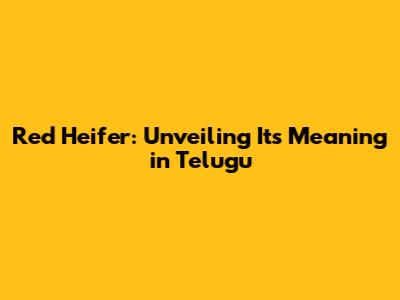 Red Heifer: Unveiling Its Meaning in Telugu