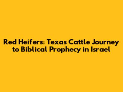 Red Heifers: Texas Cattle Journey to Biblical Prophecy in Israel