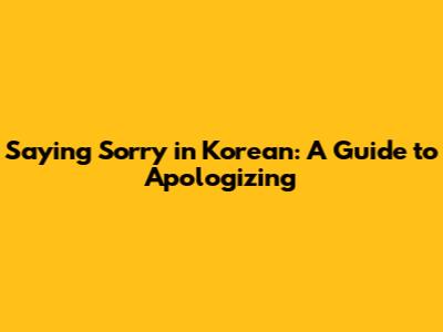 Saying Sorry in Korean: A Guide to Apologizing