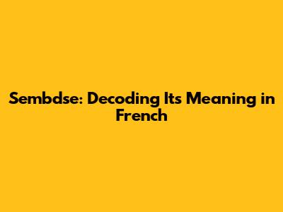 Sembdse: Decoding Its Meaning in French