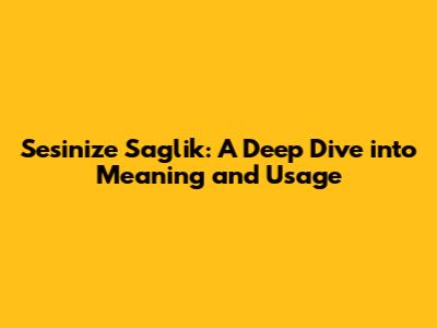 Sesinize Saglik: A Deep Dive into Meaning and Usage