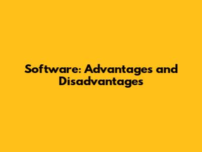 Software: Advantages and Disadvantages