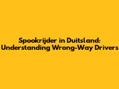 Spookrijder in Duitsland: Understanding Wrong-Way Drivers