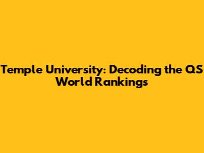 Temple University: Decoding the QS World Rankings