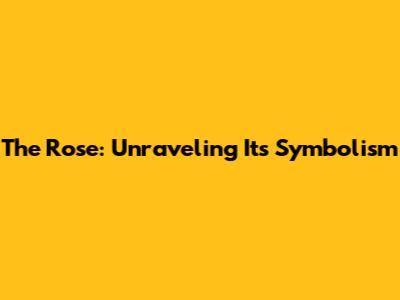 The Rose: Unraveling Its Symbolism