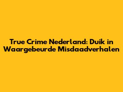 True Crime Nederland: Duik in Waargebeurde Misdaadverhalen