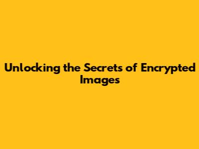 Unlocking the Secrets of Encrypted Images