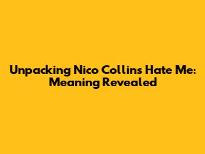 Unpacking Nico Collins' 'Hate Me': Meaning Revealed