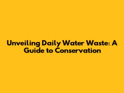 Unveiling Daily Water Waste: A Guide to Conservation