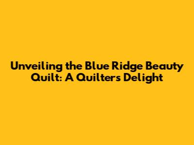 Unveiling the Blue Ridge Beauty Quilt: A Quilter's Delight