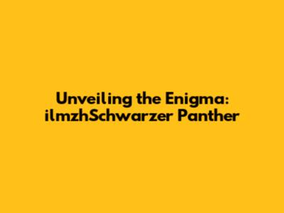 Unveiling the Enigma: ilmzhSchwarzer Panther