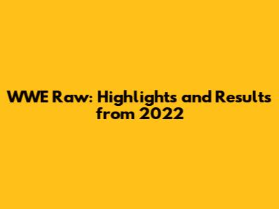 WWE Raw: Highlights and Results from 2022