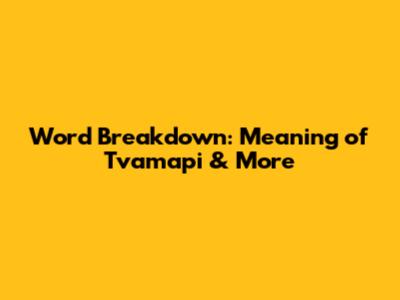 Word Breakdown: Meaning of Tvamapi & More