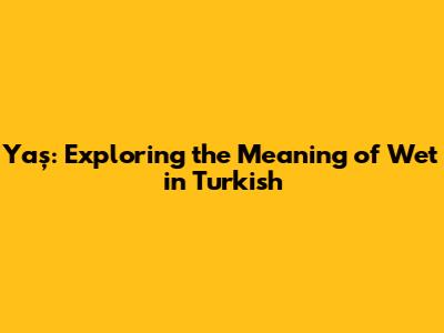 Yaş: Exploring the Meaning of 'Wet' in Turkish